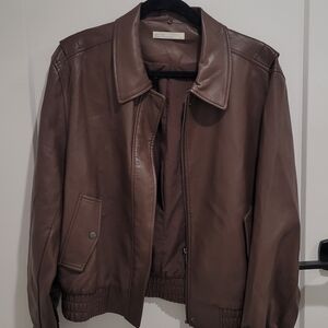 OAK + FORT Brown Vegan Leather Jacket